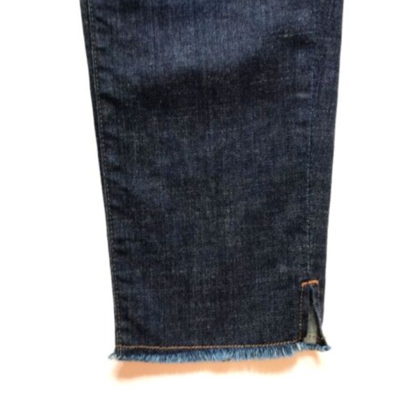 Eileen Fisher Raw Hem Straight Leg Jeans Denim Womens 2 Blue Dark Wash Organic - Picture 8 of 12